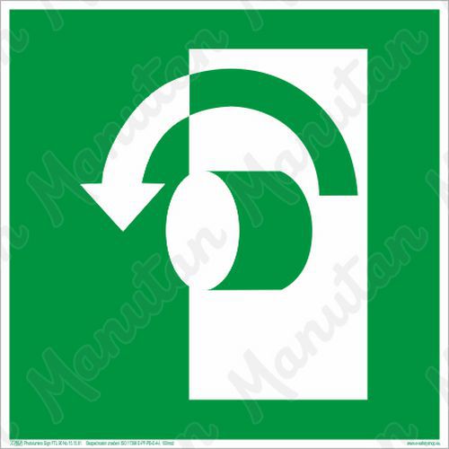 Pro otevření otočit proti směru hodinových ručiček, samolepka 150 x 150 x 0,1 mm, fotoluminiscenční