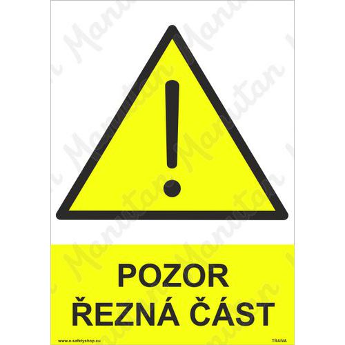 Pozor řezná část, samolepka 148 x 210 x 0,1 mm A5