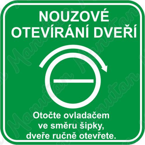 Nouzové otevírání dveří, samolepka 105 x 105 x 0,1 mm