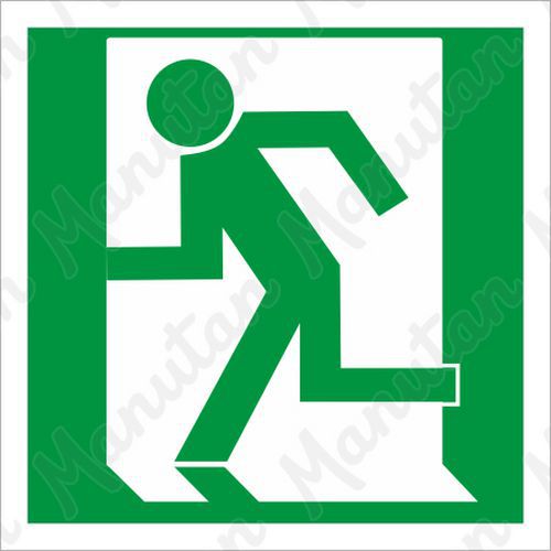 Nouzový východ vlevo, plast 100 x 100 x 1,1 mm, fotoluminiscenční