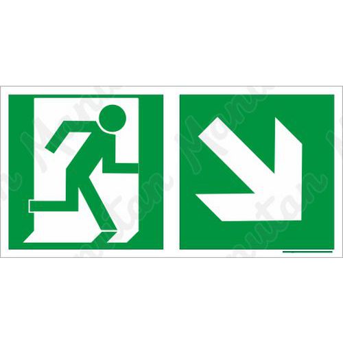 Nouzový východ vpravo dolů, plast 300 x 150 x 1,1 mm, fotoluminiscenční