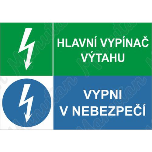 Hlavní vypínač výtahu, plast 297 x 210 x 0,5 mm A4