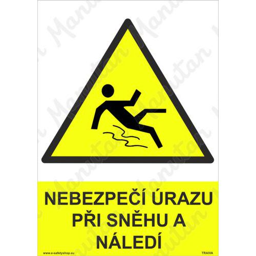 Nebezpečí úrazu při sněhu a náledí, plast 210 x 297 x 0,5 mm A4