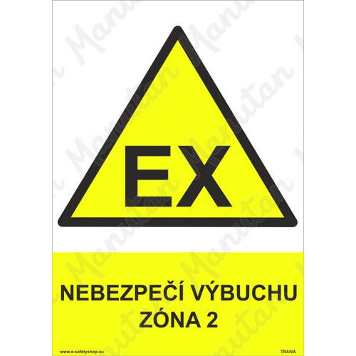 Exploze nebezpečí výbuchu zóna 2, samolepka 210 x 297 x 0,1 mm A4