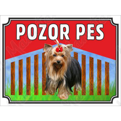 Pozor pes - Yorkširský teriér, plast 210 x 148 x 2 mm A5