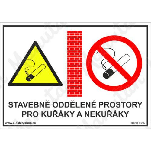 Stavebně oddělené prostory pro kuřáky a nekuřáky, plast 210 x 148 x 0,5 mm A5