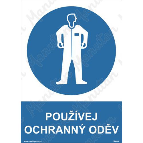 Používej ochranný oděv, samolepka 210 x 297 x 0,1 mm A4