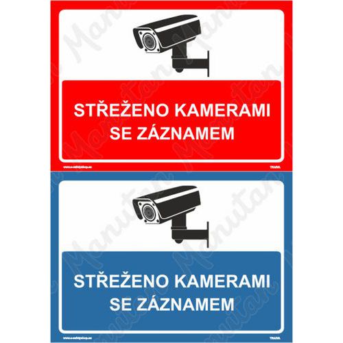 Střeženo kamerami se záznamem, samolepka 297 x 210 x 0,1 mm A4, modrá
