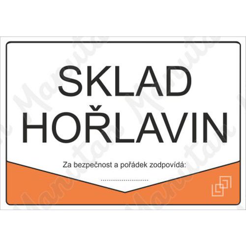 Sklad hořlavin, samolepka 297 x 210 x 0,1 mm A4