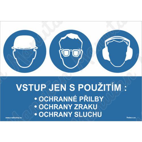 Vstup jen s použitím ochranných pomůcek, samolepka 297 x 210 x 0,1 mm A4