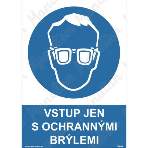 Vstup jen s ochrannými brýlemi, samolepka 210 x 297 x 0,1 mm A4