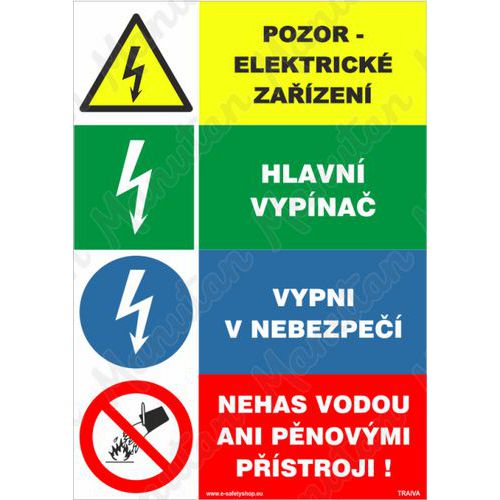 Pozor elektrické zařízení, samolepka 105 x 150 x 0,1 mm