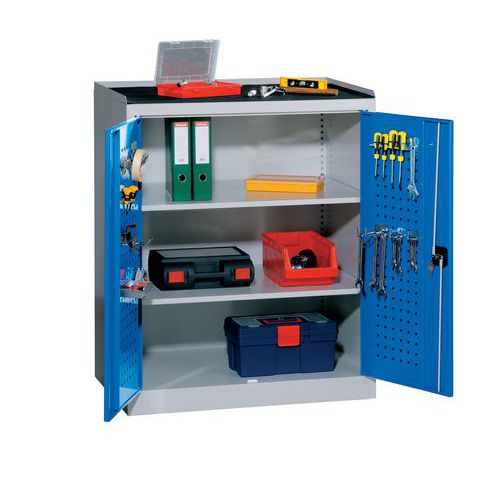 Dílenská skříň na nářadí, 118 x 95 x 60 cm, šedá/modrá