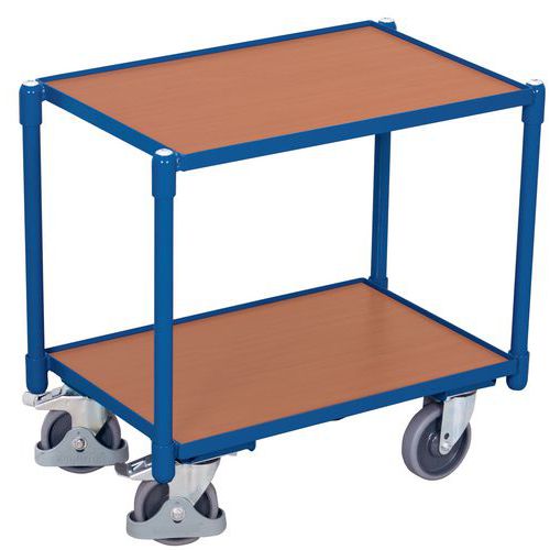 Policový vozík Euro systém dolly, 2 police, 10mm hrana, 67,5 x 41,5 x 63,5 cm, modrý