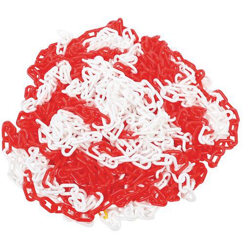 Plastový řetěz k zahrazovacím sloupkům Manutan Expert, 25 m, červený/bílý