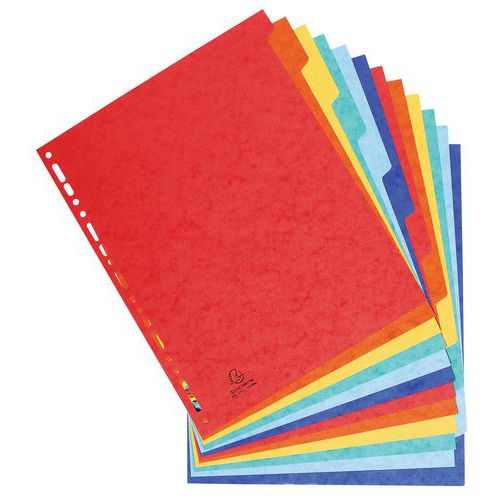 Barevné rozdružovače Exacompta, pro formát 24 x 32 cm, počet dělení 12