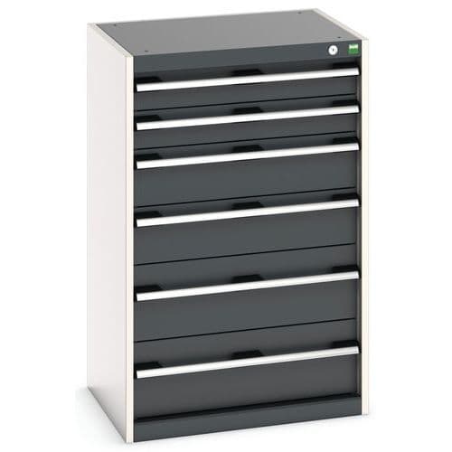 Dílenská zásuvková skříň Bott Cubio, 100 x 65 x 52,5 cm, 6 zásuvek, šedá-antracit