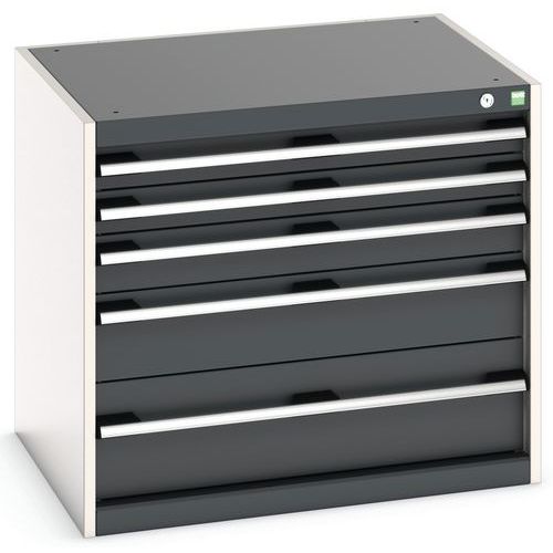 Dílenská zásuvková skříň Bott Cubio, 70 x 80 x 65 cm, 5 zásuvek, šedá-antracit
