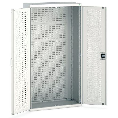 Dílenské skříně s perfo panely pro držáky na boxy/nářadí, 200 x 105 x 52,5 cm, šedá-šedá