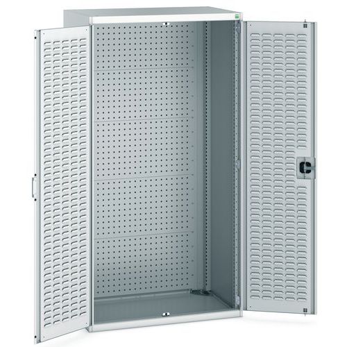 Dílenské skříně s perfo panely pro držáky na nářadí/boxy, 200 x 105 x 65 cm, šedá-šedá