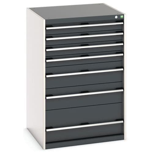 Dílenská zásuvková skříň Bott Cubio, 120 x 80 x 75 cm, 7 zásuvek, šedá-antracit