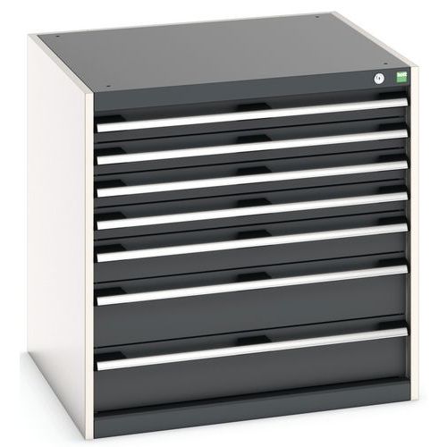Dílenská zásuvková skříň Bott Cubio, 80 x 80 x 75 cm, 7 zásuvek, šedá-antracit