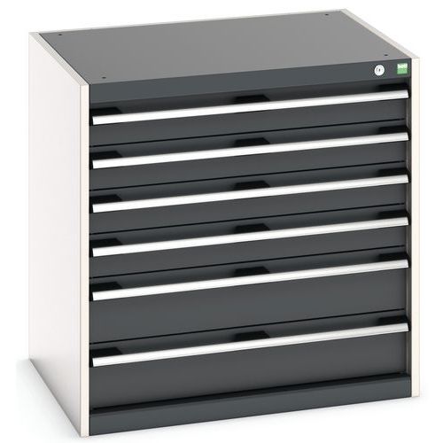 Dílenská zásuvková skříň Bott Cubio, 80 x 80 x 65 cm, 6 zásuvek, šedá-antracit