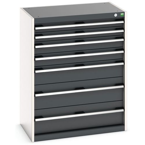 Dílenská zásuvková skříň Bott Cubio, 100 x 80 x 52,5 cm, 7 zásuvek, šedá-antracit