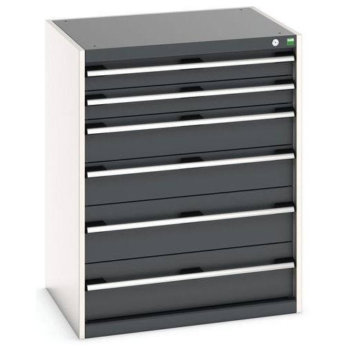 Dílenská zásuvková skříň Bott Cubio, 100 x 80 x 65 cm, 6 zásuvek, šedá-antracit