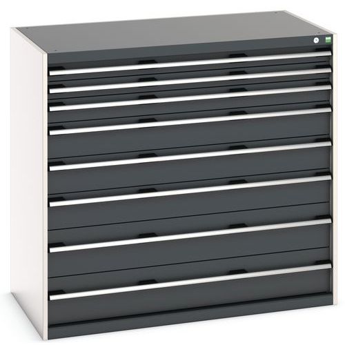 Dílenská zásuvková skříň Bott Cubio, 120 x 130 x 75 cm, 8 zásuvek, šedá-antracit