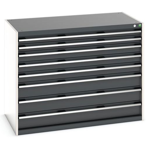 Dílenská zásuvková skříň Bott Cubio, 100 x 130 x 75 cm, 8 zásuvek, šedá-antracit