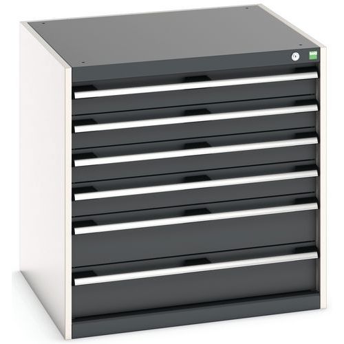 Dílenská zásuvková skříň Bott Cubio, 80 x 80 x 75 cm, 6 zásuvek, šedá-antracit