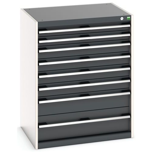 Dílenská zásuvková skříň Bott Cubio, 100 x 80 x 65 cm, 8 zásuvek, šedá-antracit