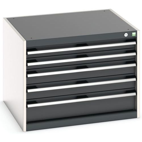 Dílenská zásuvková skříň Bott Cubio, 60 x 80 x 75 cm, 5 zásuvek, šedá-antracit