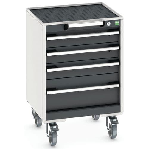 Mobilní zásuvková skříň Bott Cubio, 78,5 x 52,5 x 52,5 cm, 4 zásuvky, rohož, šedá-antracit