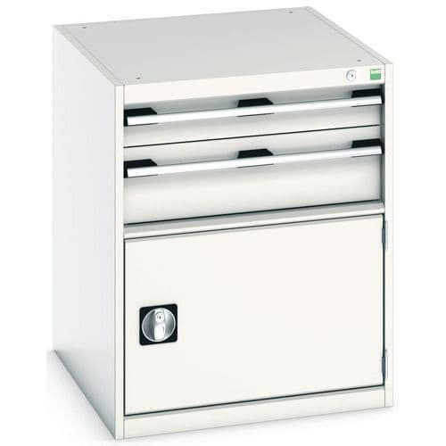 Dílenská zásuvková skříň Bott Cubio, 80 x 65 x 75 cm, 2 zásuvky, 1 skříňka, šedá-šedá