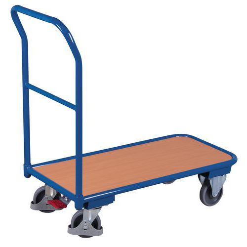 Plošinový vozík s madlem, do 200 kg, 110 x 60 x 94,5 cm, modrý