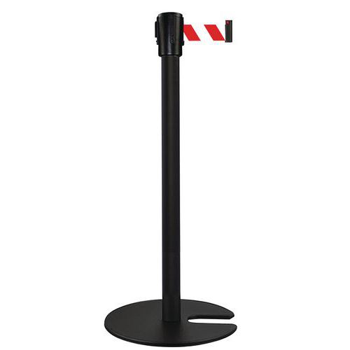Zahrazovací sloupek s pásem, stohovatelná základna, 5 m, červený/bílý - Manutan Expert Black One
