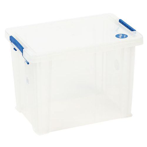 Plastové úložné boxy s víkem na klip, 18,5 l - Manutan Expert