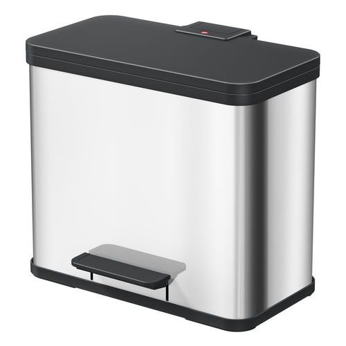 Kovový odpadkový koš Hailo Trio na tříděný odpad, objem 3 x 9 l, nerez