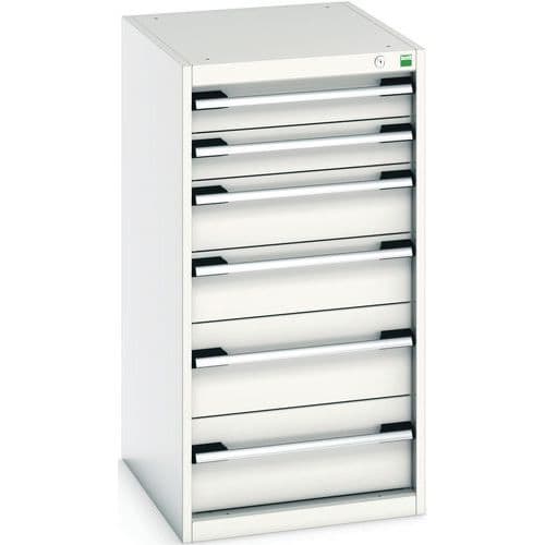 Dílenská zásuvková skříň Bott Cubio, 100 x 52,5 x 65 cm, 6 zásuvek, šedá-šedá