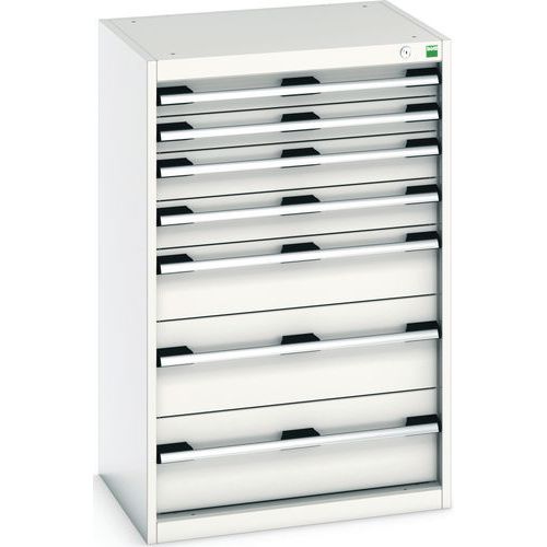 Dílenská zásuvková skříň Bott Cubio, 100 x 65 x 52,5 cm, 7 zásuvek, šedá-šedá