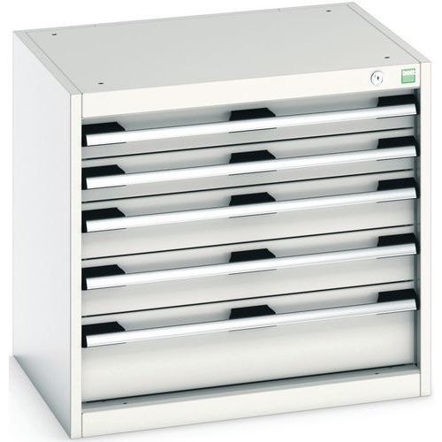 Dílenská zásuvková skříň Bott Cubio, 60 x 65 x 52,5 cm, 5 zásuvek, šedá-šedá