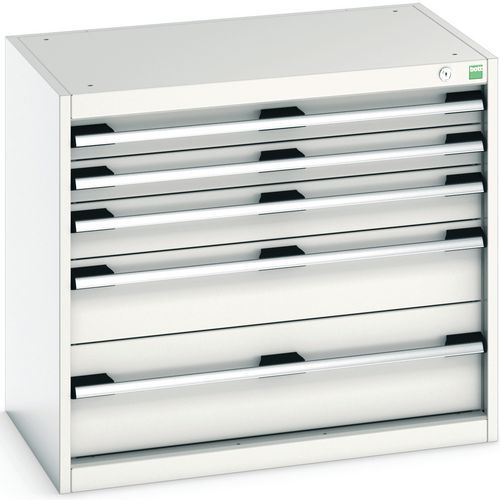 Dílenská zásuvková skříň Bott Cubio, 70 x 80 x 52,5 cm, 5 zásuvek, šedá-šedá