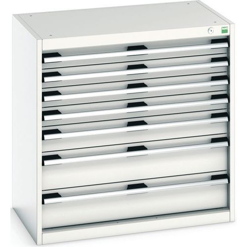 Dílenská zásuvková skříň Bott Cubio, 80 x 80 x 52,5 cm, 7 zásuvek, šedá-šedá