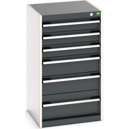 Dílenská zásuvková skříň Bott Cubio, 90 x 52,5 x 52,5 cm, 6 zásuvek, šedá-antracit