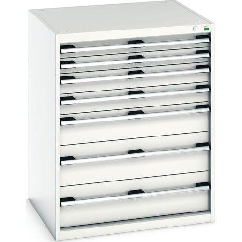 Dílenská zásuvková skříň Bott Cubio, 100 x 80 x 75 cm, 7 zásuvek, šedá-šedá