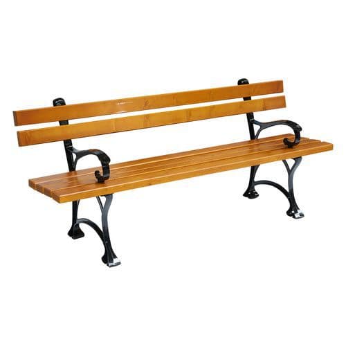 Parková lavička Ornamental s opěradlem a područkami, rustikální dub