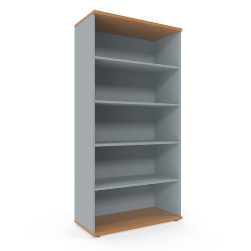 Vysoká skříň Viva, 179 x 90 x 42 cm, otevřená, buk/šedá