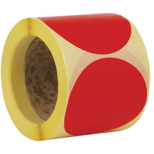 Samolepicí značkovací kolečka Manutan Expert, červená, průměr 90 mm, 500 ks na roli